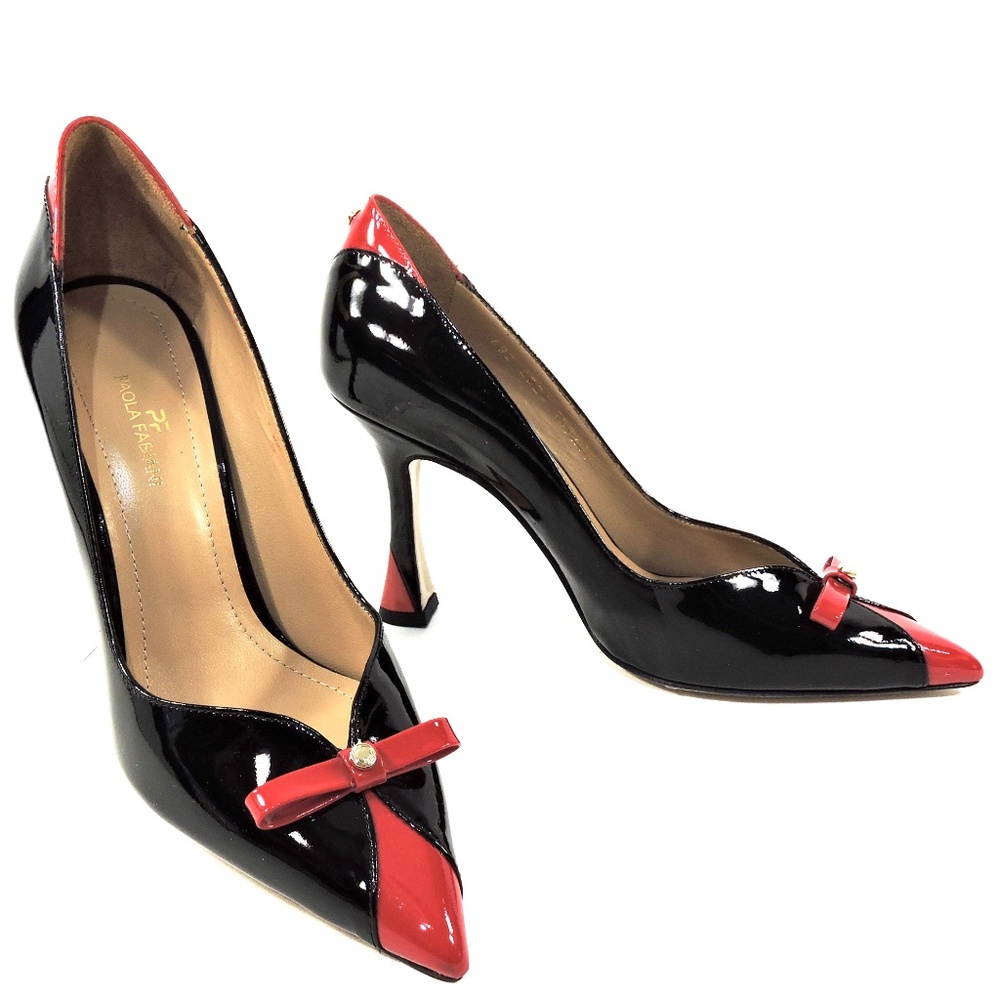 PAOLA FABIANI 🇮🇹 WOMEN'S BLACK PATENT LEATHER FASHION PUMPS